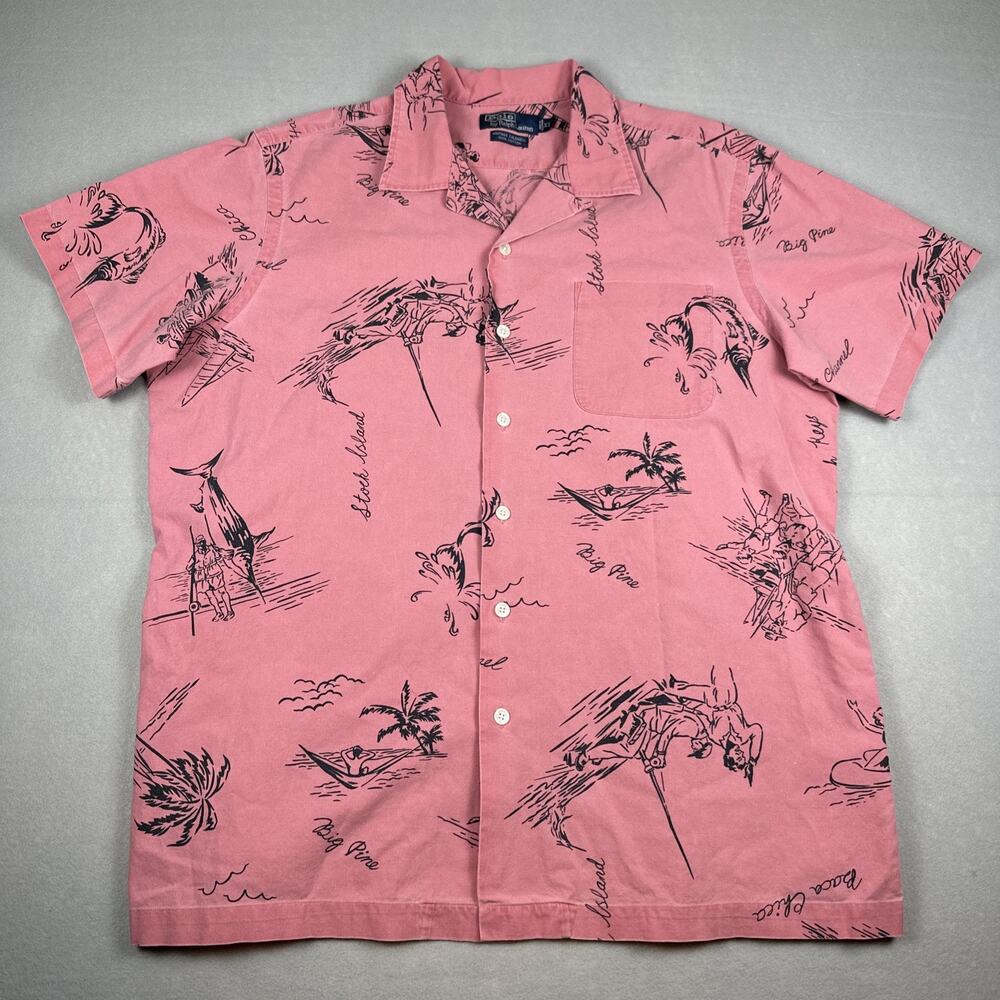 Polo by Ralph Lauren Vintage Caldwell Big Pine Camp Fish Button Down Shirt XL